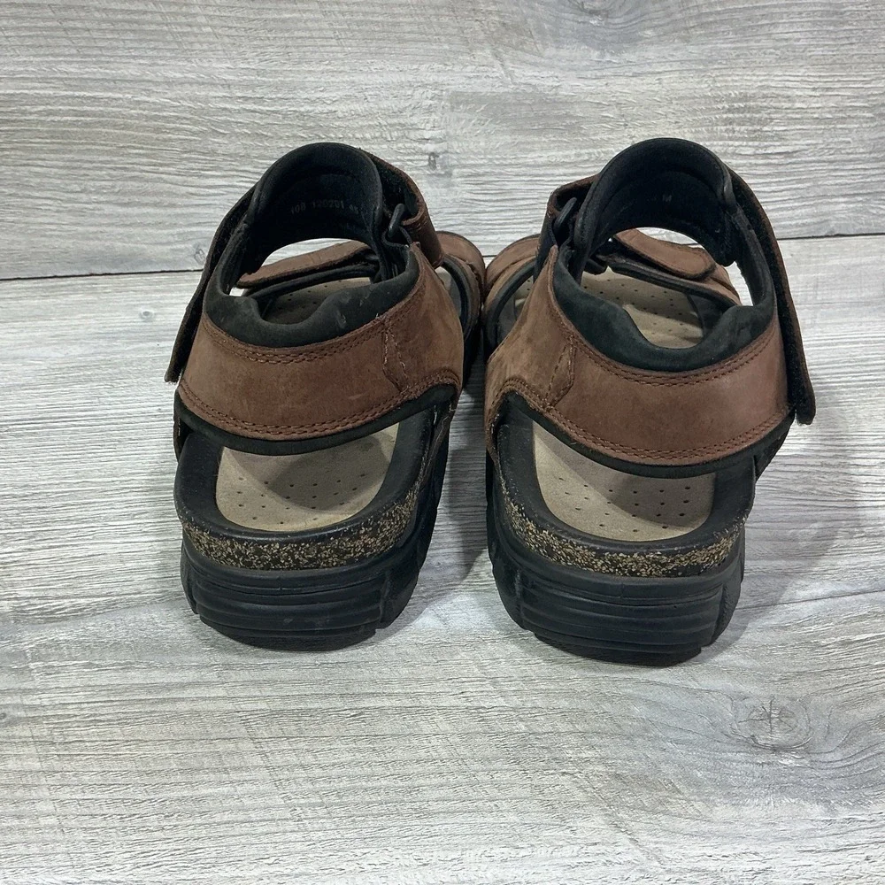 ECCO Men's 45-11/11.5 Brown Sport Leather Hiking Sandals Shoes Adjustable Strap